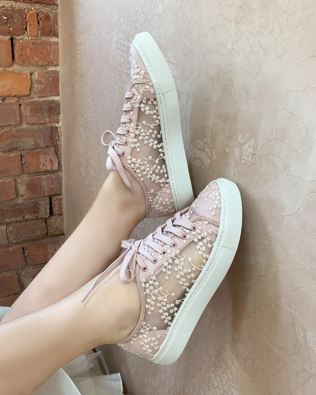 Oakley blush lace bridal trainers SIZES 36 ONLY