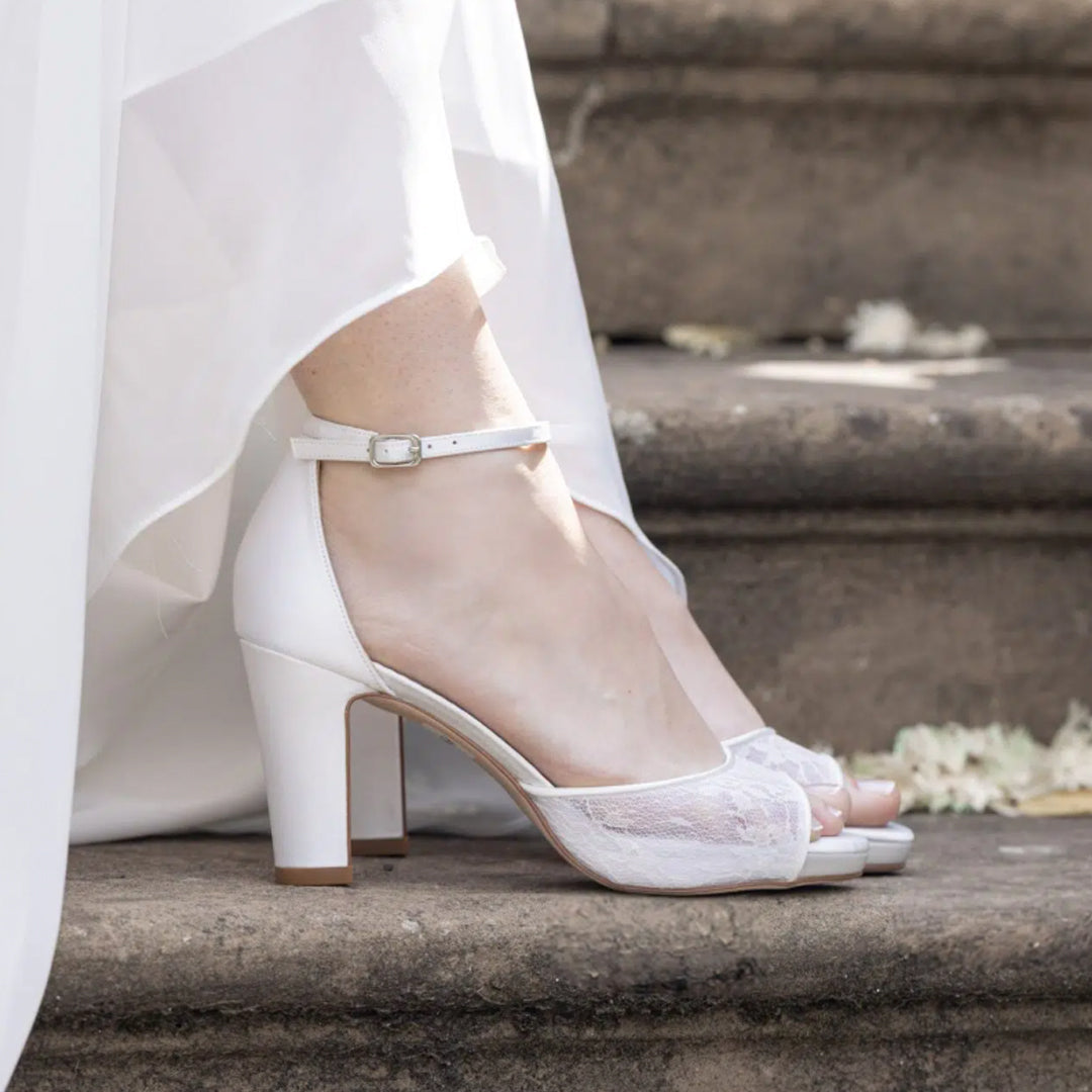 Ashleigh Chantilly lace platform wedding shoes