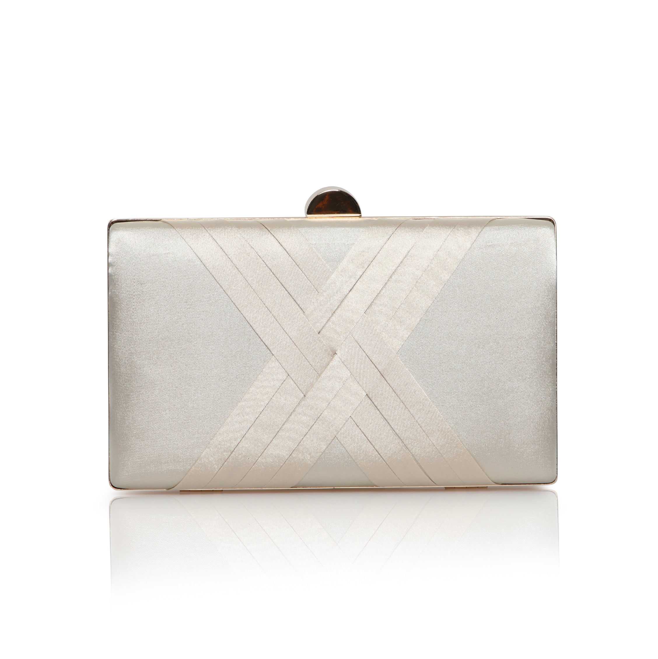Bay champagne satin clutch bag