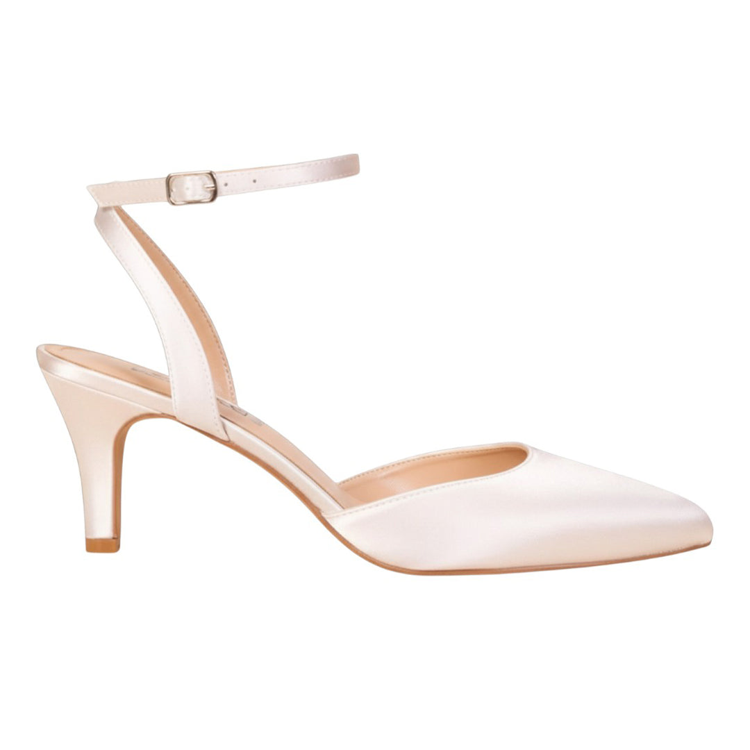 Billie ivory satin sling back wedding shoes