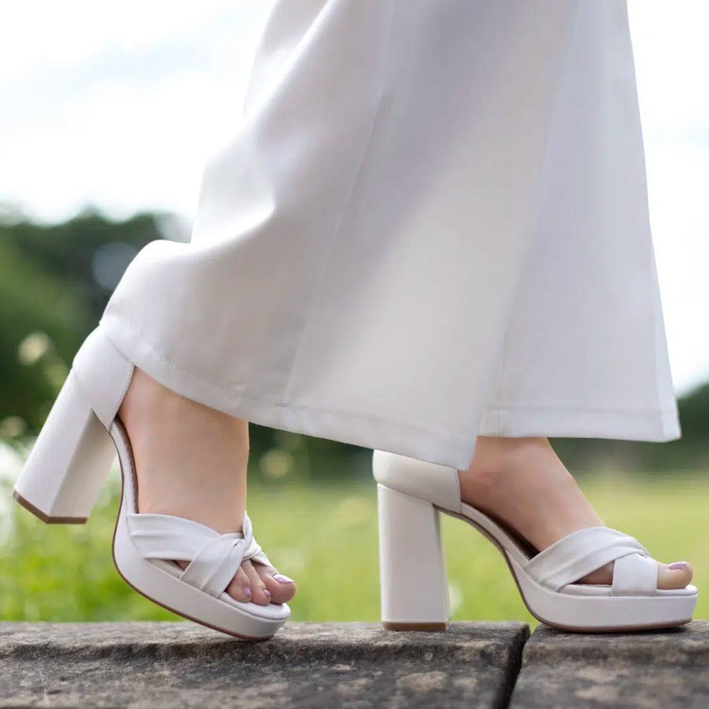 Birdie ivory leather platform shoes