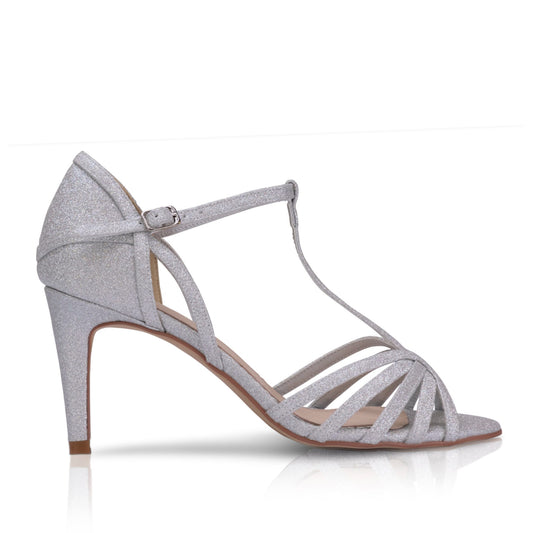 Bryony silver strappy t-bar sandal