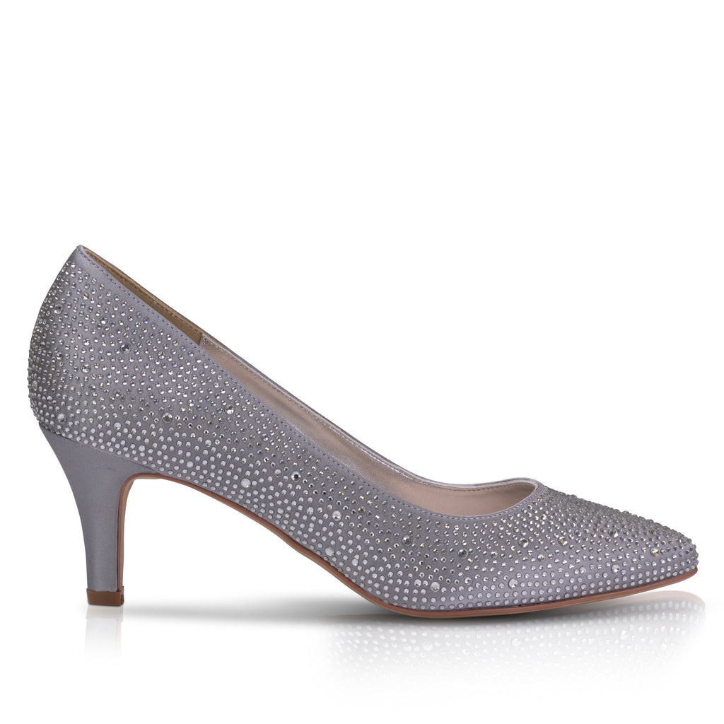 Calypso silver crystal court shoes