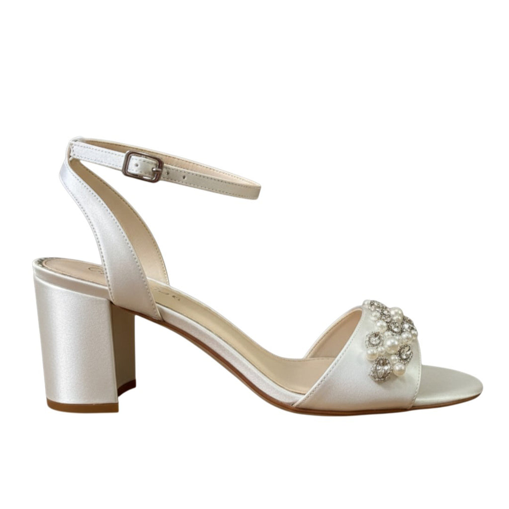 Chantel embellished block heel wedding shoes