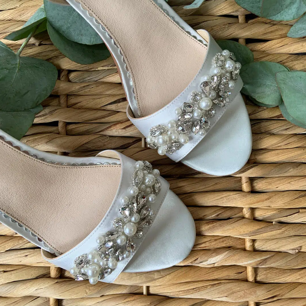Chantel embellished block heel wedding shoes