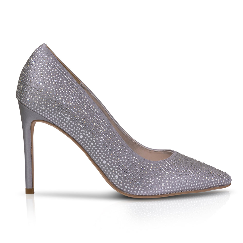Electra silver diamante court shoe