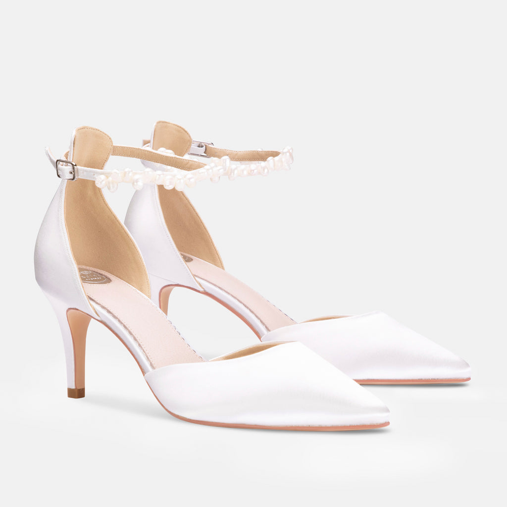 Ella mid heel pearl ankle strap points