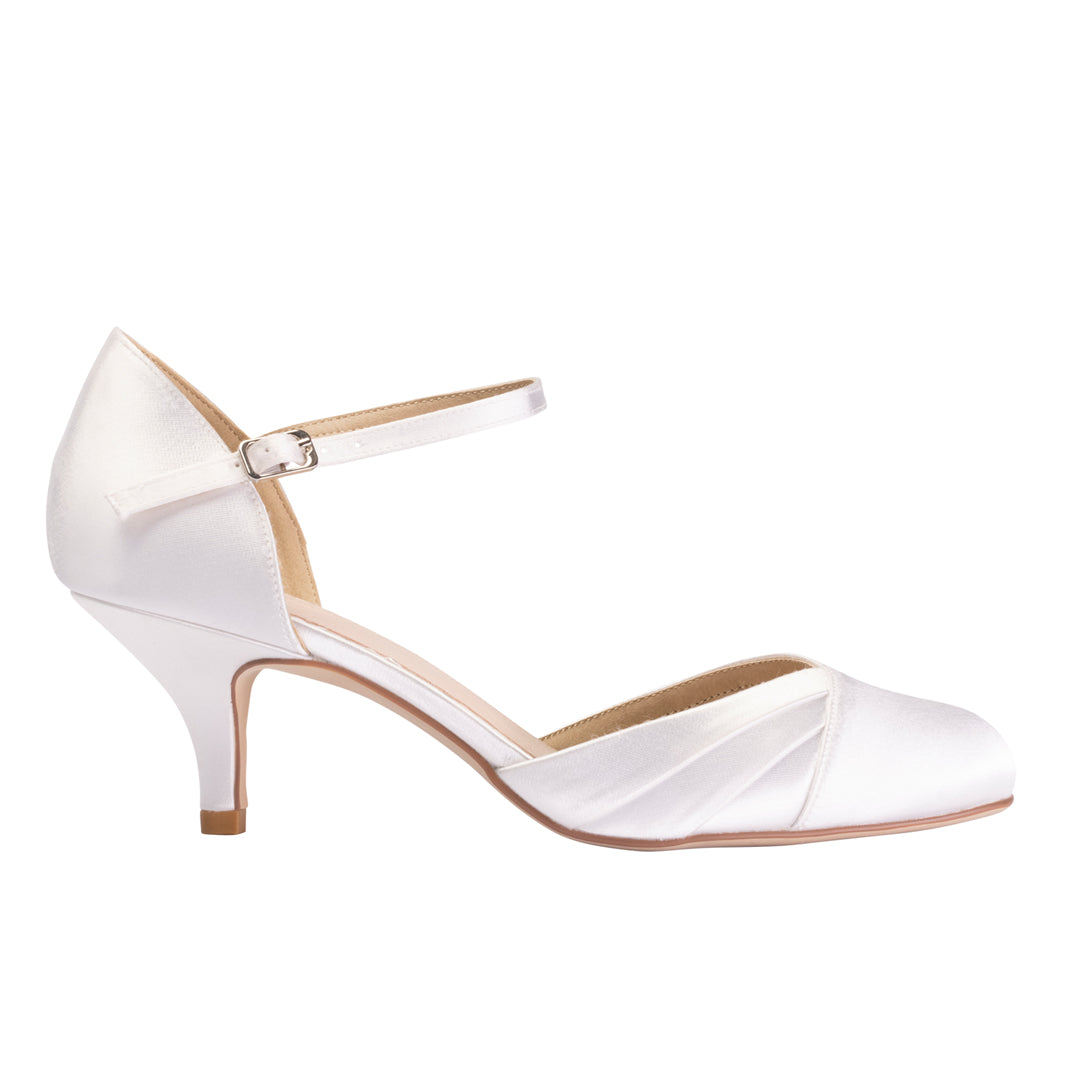 Everly round toe low heel wedding shoes