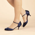 Everly round toe navy satin occasion shoes