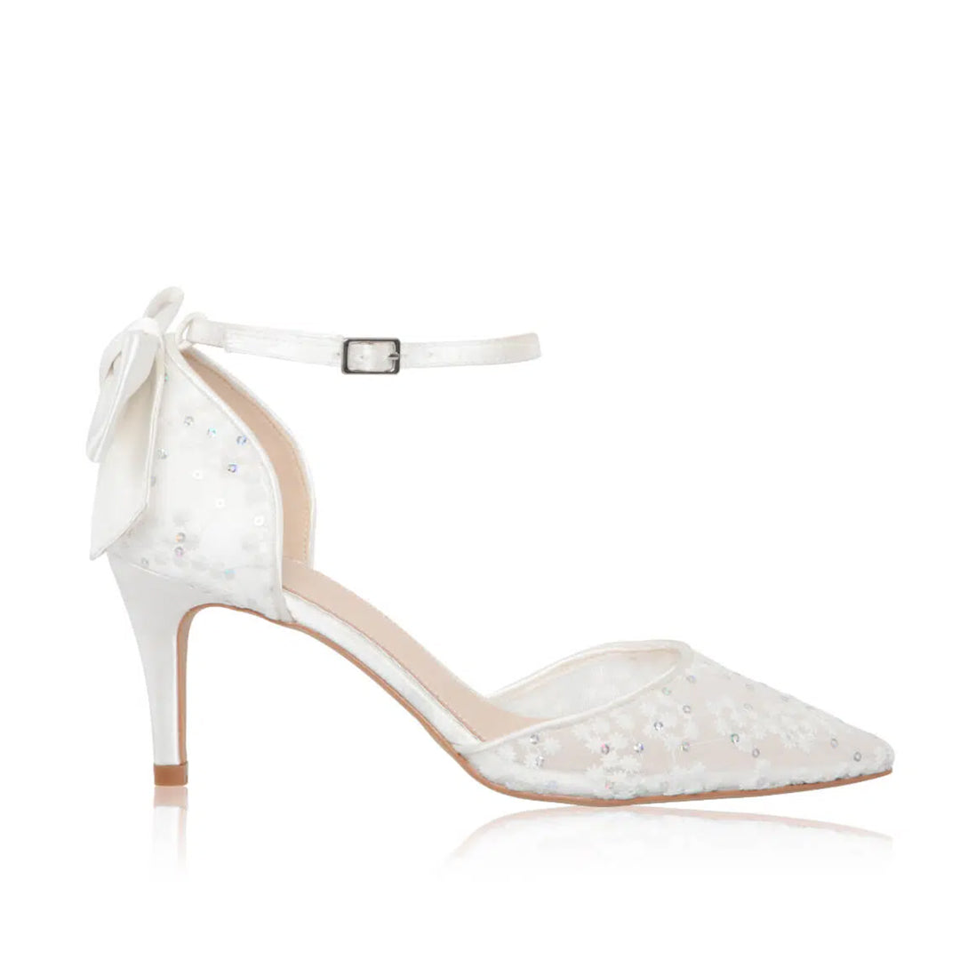 Florence sequin wedding shoes with bows