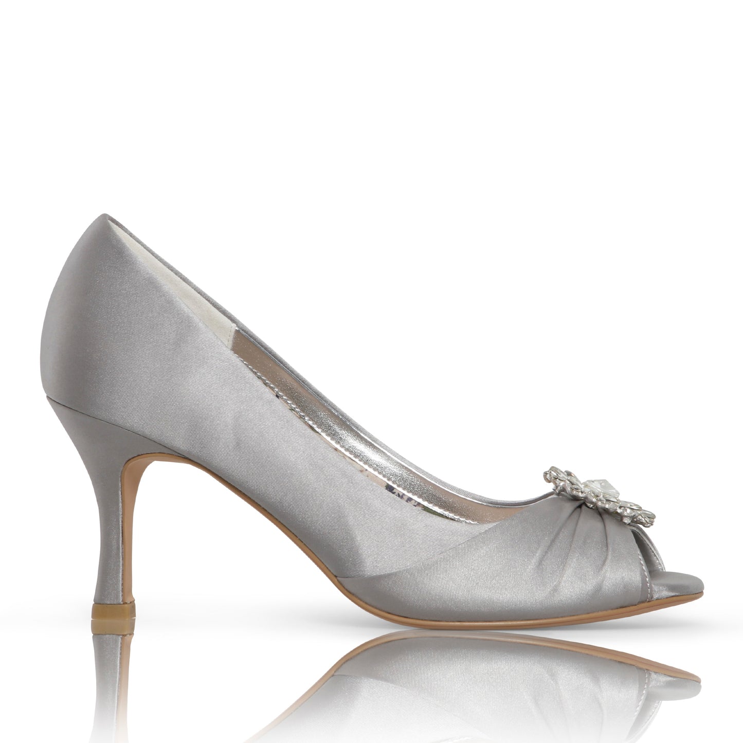 Gina silver peep toes with diamante trim