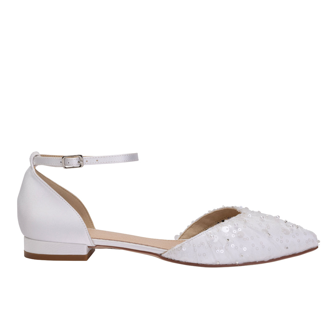 Hayley sequin satin bridal flats