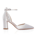 Indi wide fit satin and lace block heel points