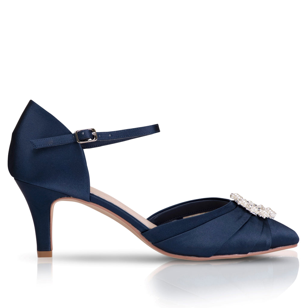 Kitty navy heel with diamante trim