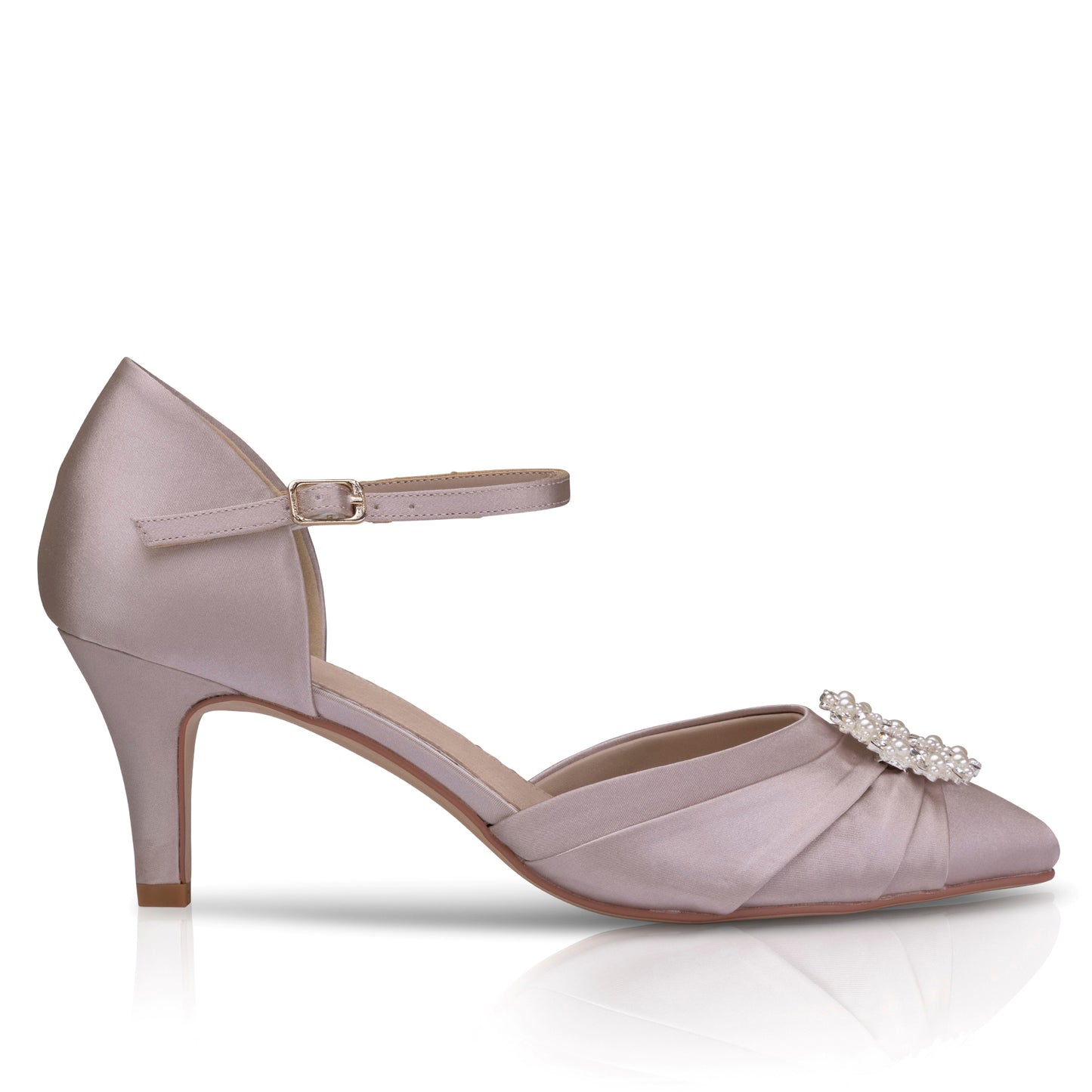 Kitty taupe heel with diamante trim