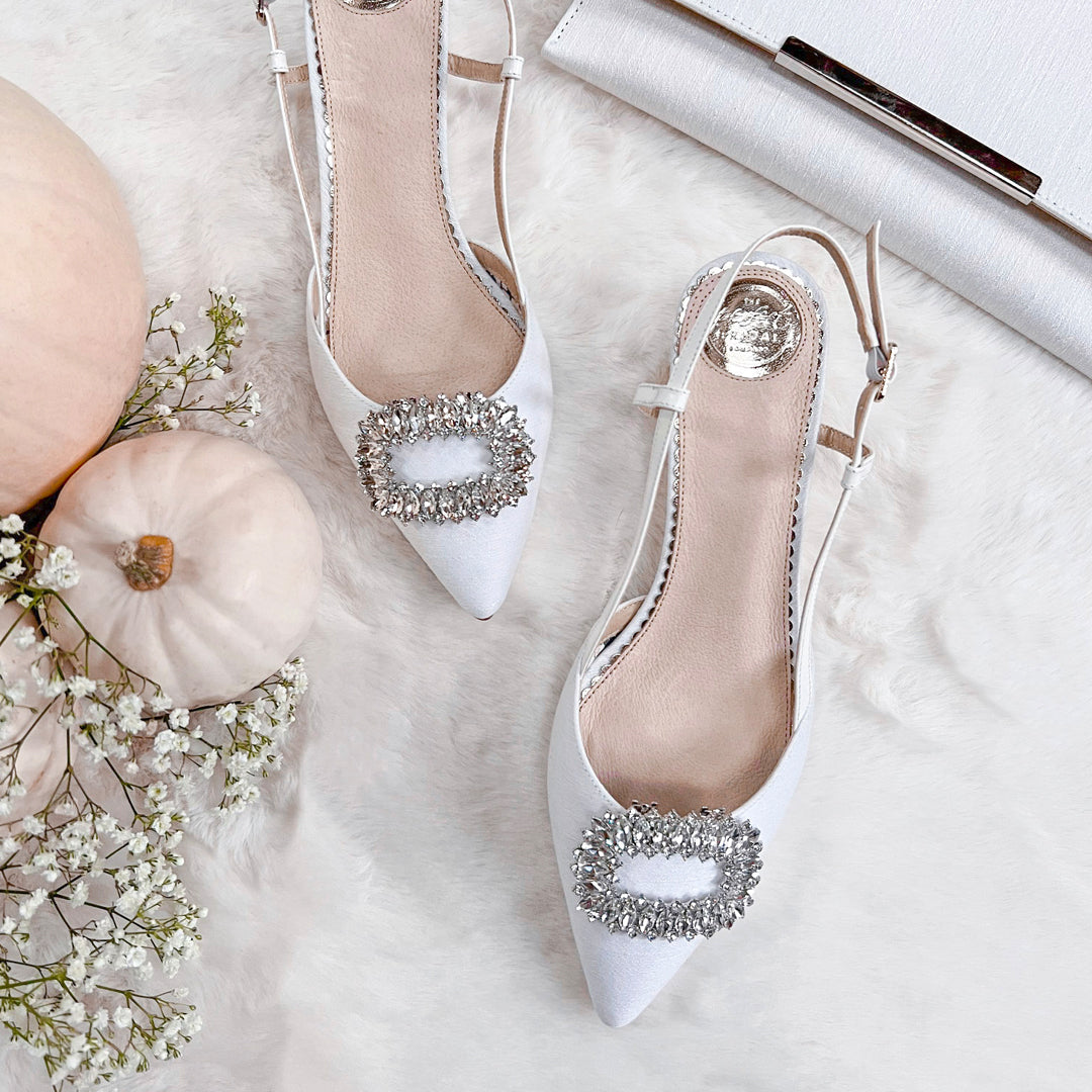 Lennox ivory slingback pointed wedding shoes
