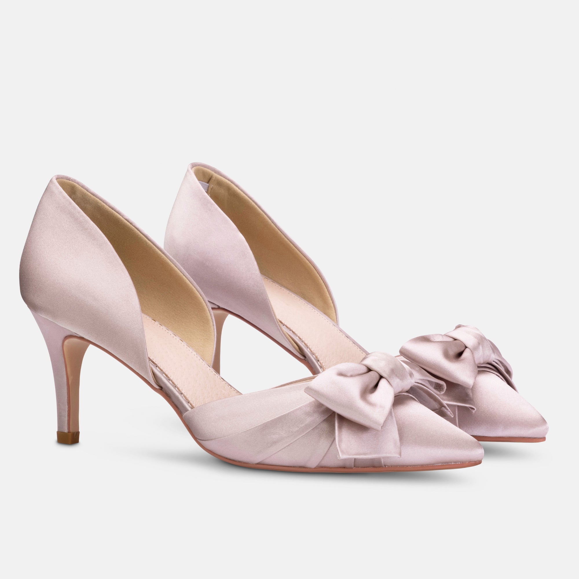 Margo taupe satin bow points