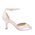 Misha ivory satin square toe peep toes