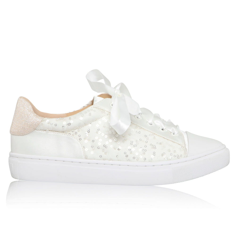 Nikki embellished ivory bridal trainers SIZE 36 ONLY