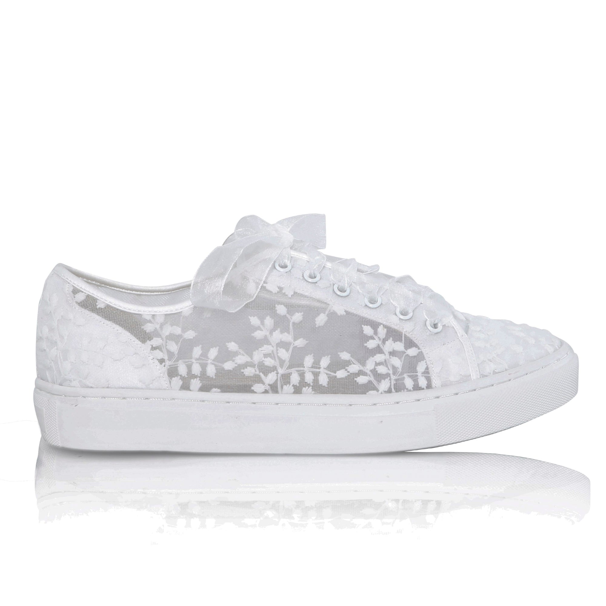 Oakley ivory lace bridal trainers