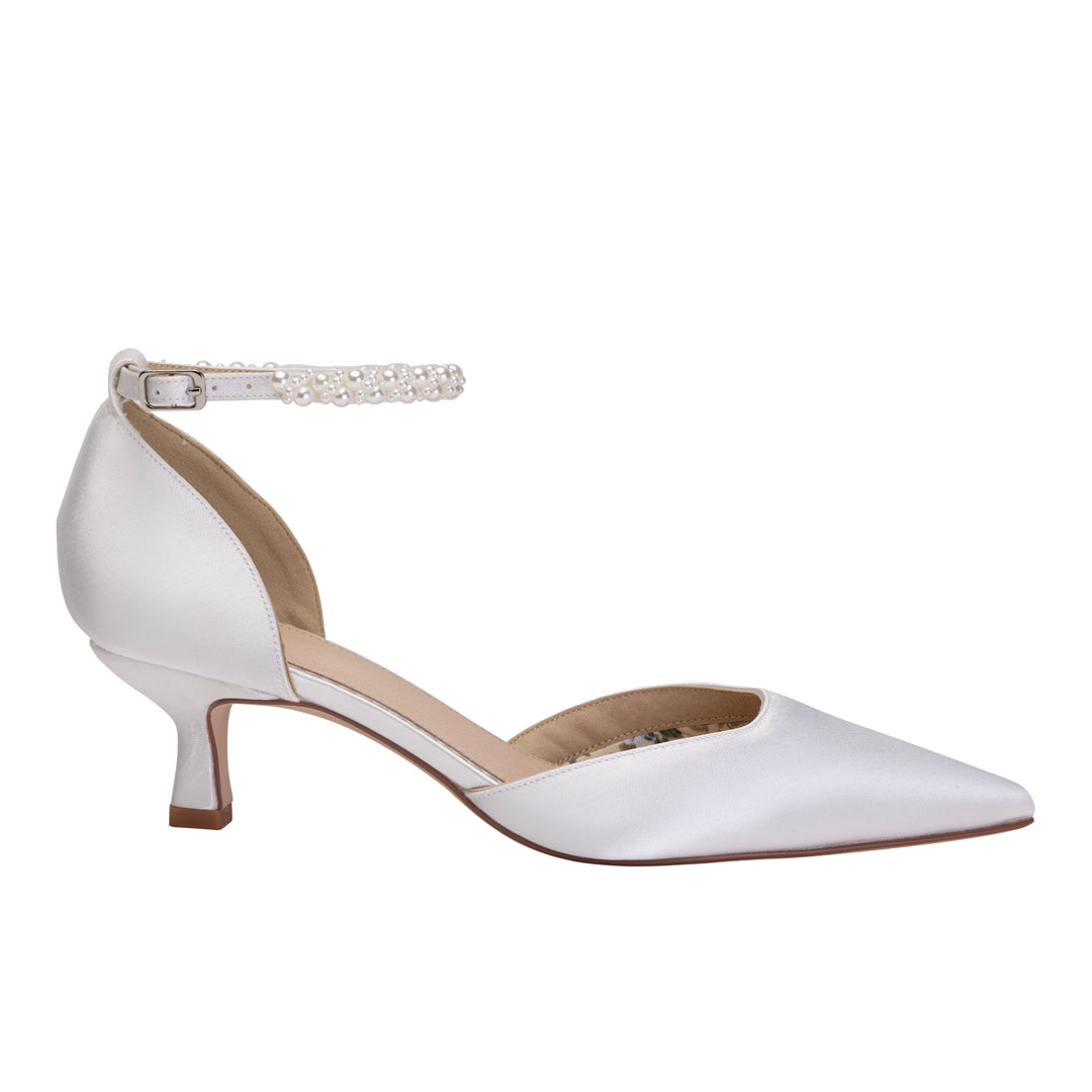 Pixie ivory kitten heel wedding shoes