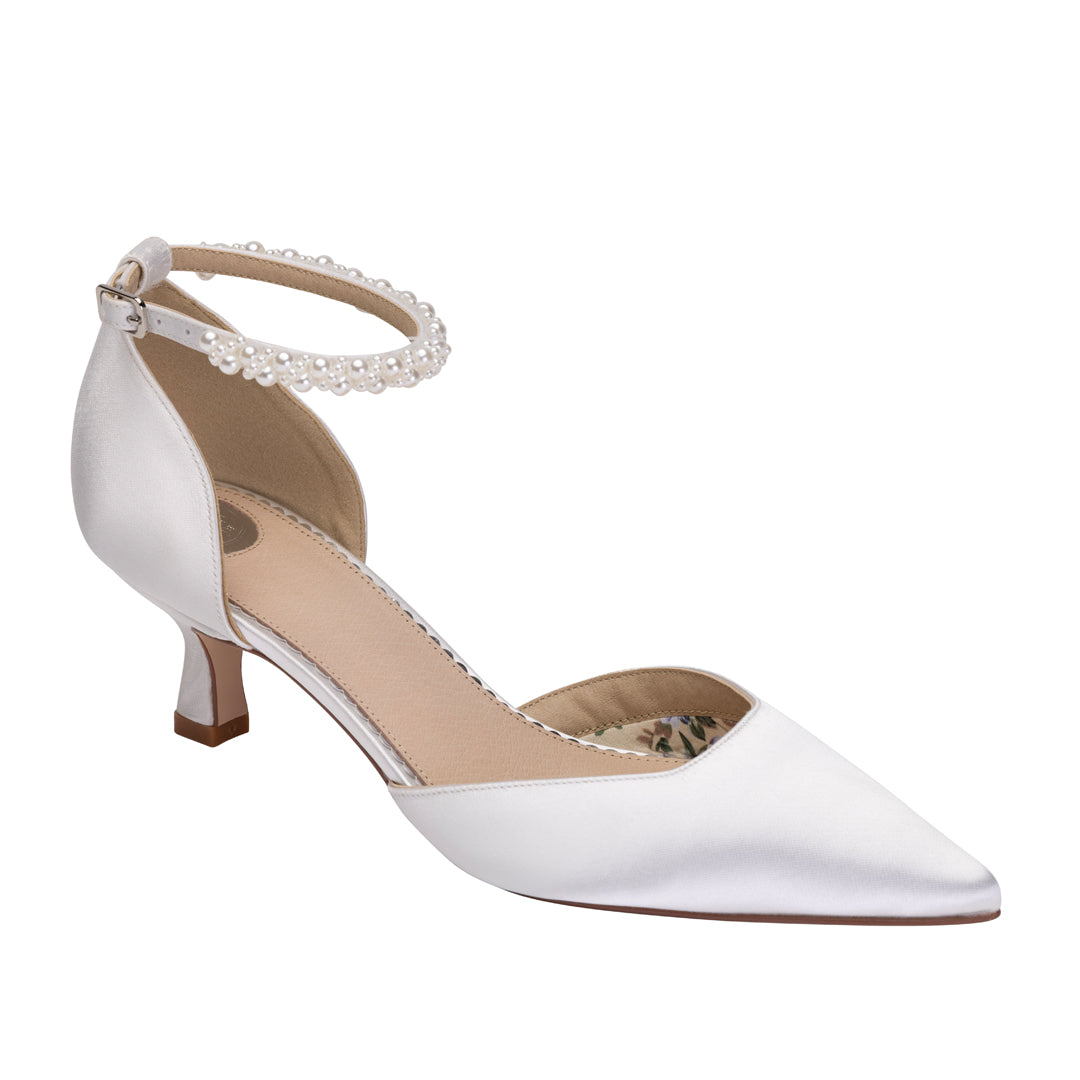 Pixie ivory kitten heel wedding shoes
