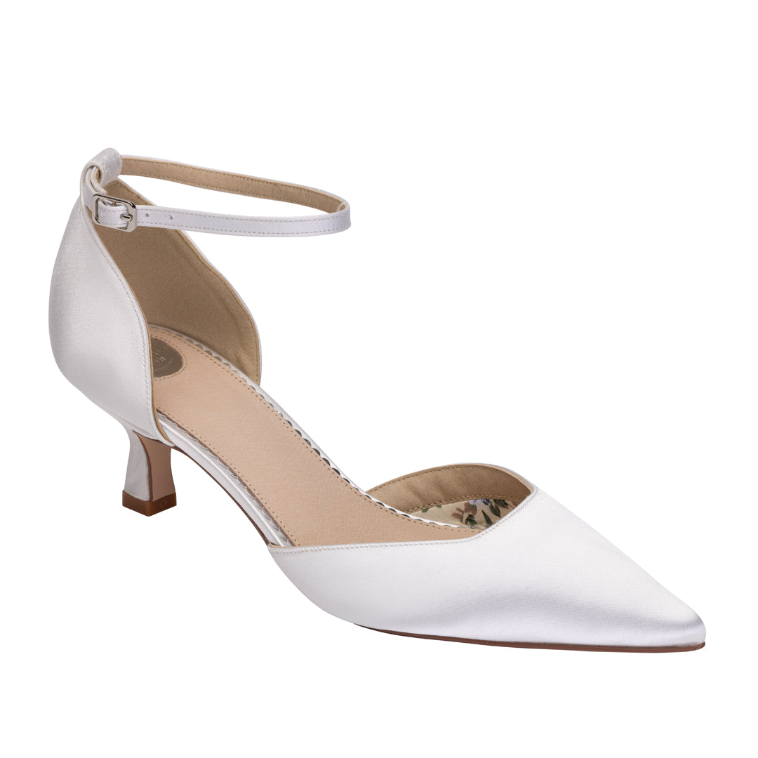 Pixie ivory kitten heel wedding shoes
