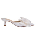 Priya ivory satin bow mules