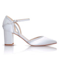 Robyn ivory and silver block heel points