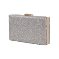 Sorrel taupe satin crystal clutch bag