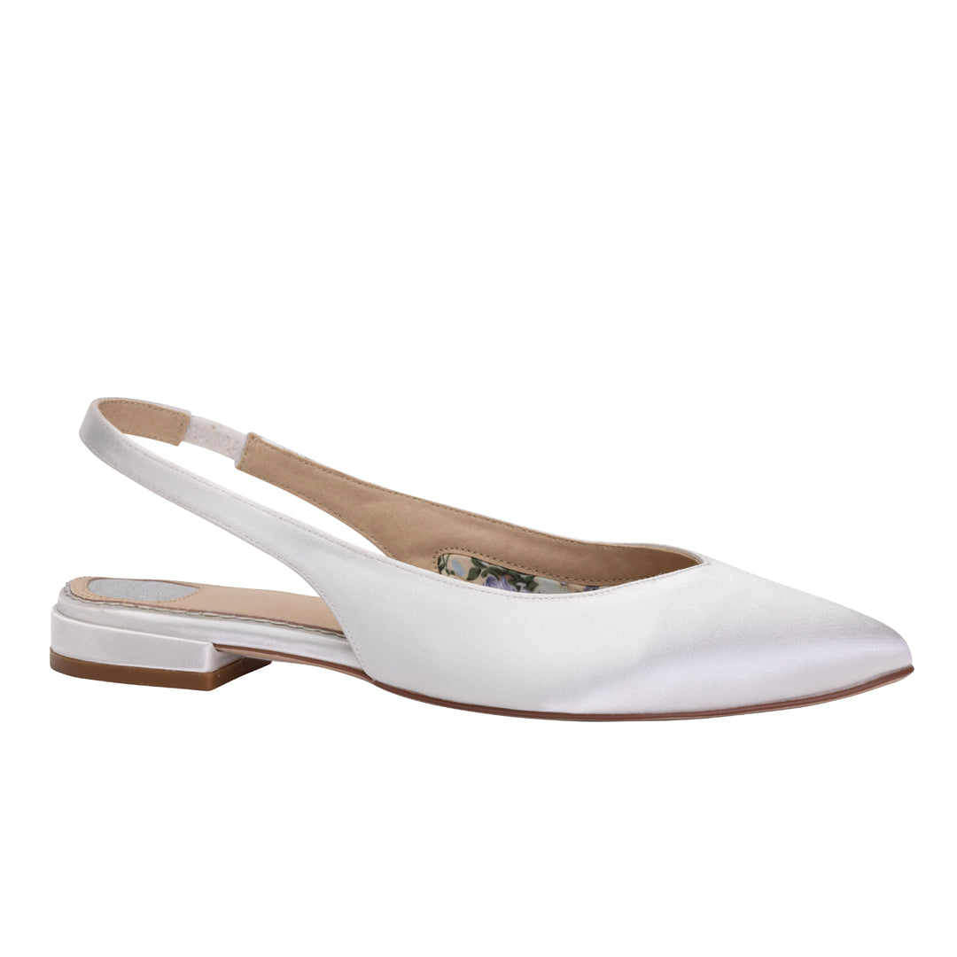 Stevie ivory satin slingback flats