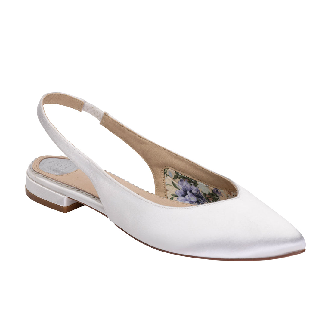 Stevie ivory satin slingback flats