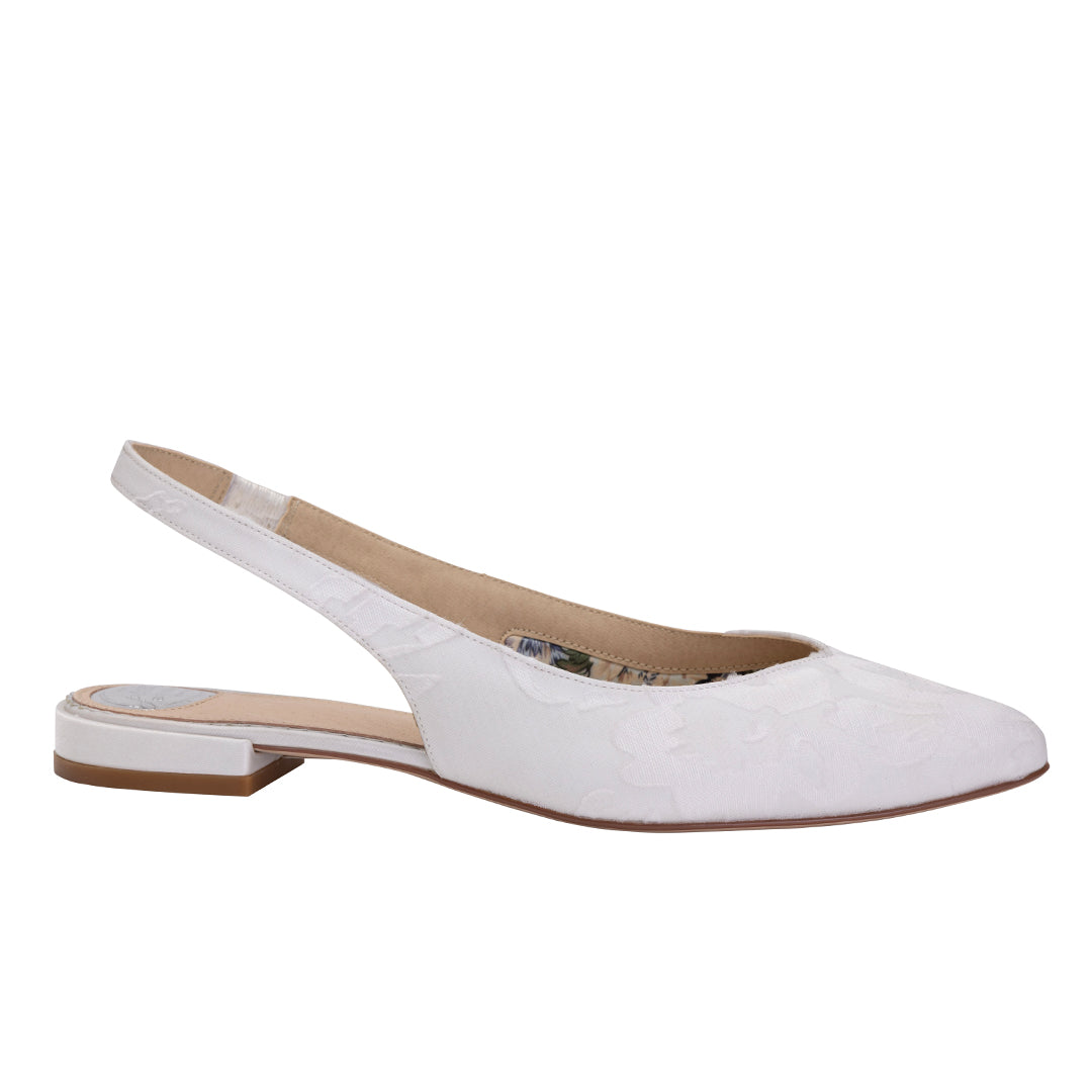Stevie ivory flock fabric slingback flats