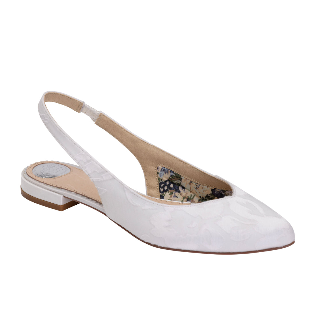 Stevie ivory flock fabric slingback flats