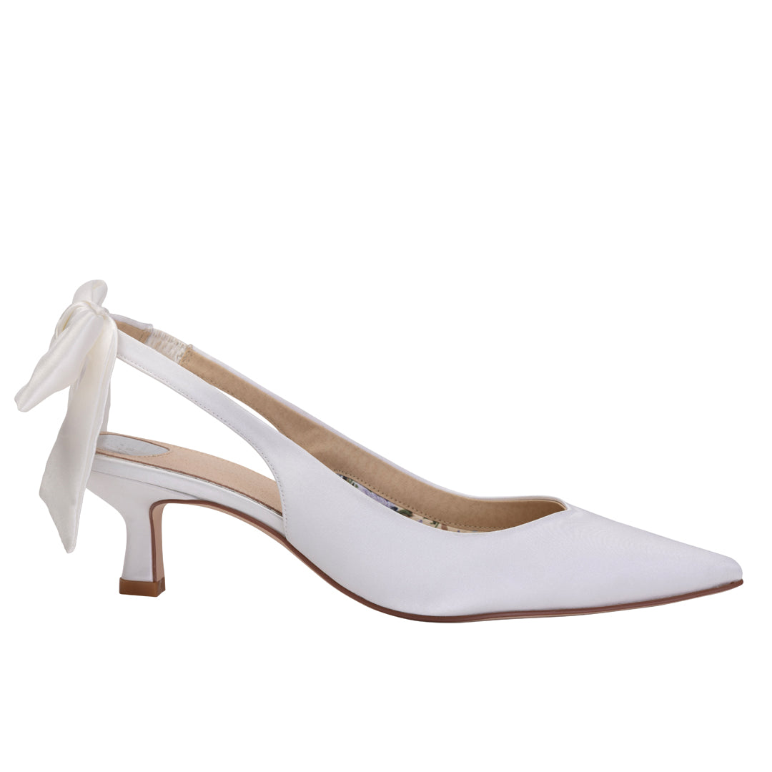Toyah ivory kitten heel bow slingbacks