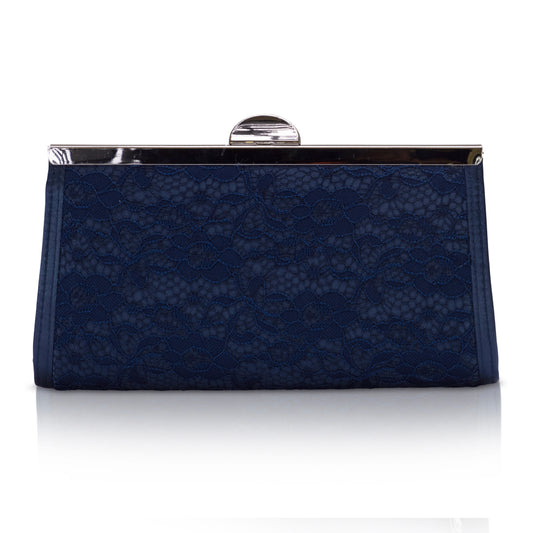 Willow navy lace clutch bag