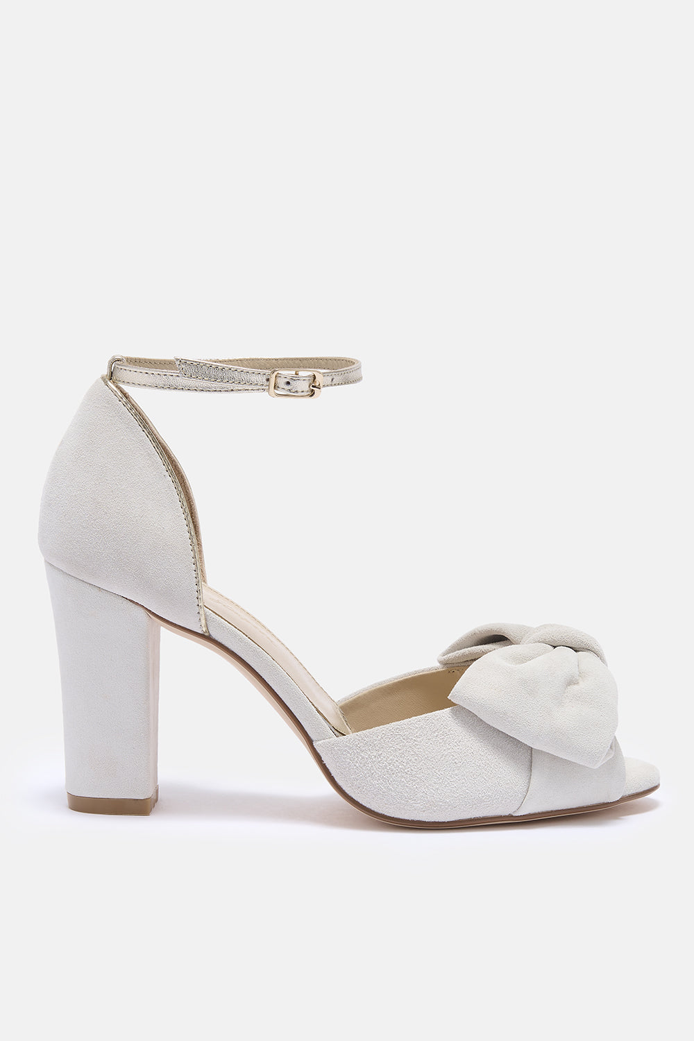 Romilly ivory bow block heel peep-toes