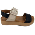 Sena black and grey leather wide strap platform sandal