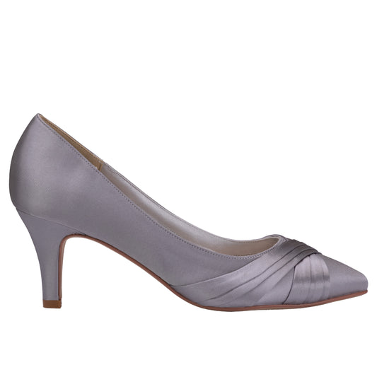 Sally silver pleated satin court shoe