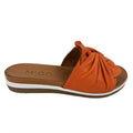 Samira orange leather twisted detail mule wedge