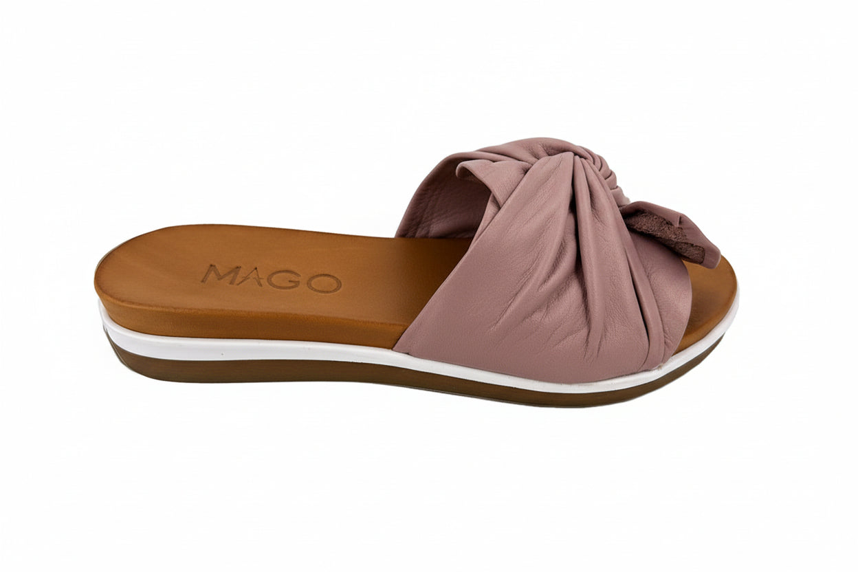 Samira lilac leather twisted detail mule wedge