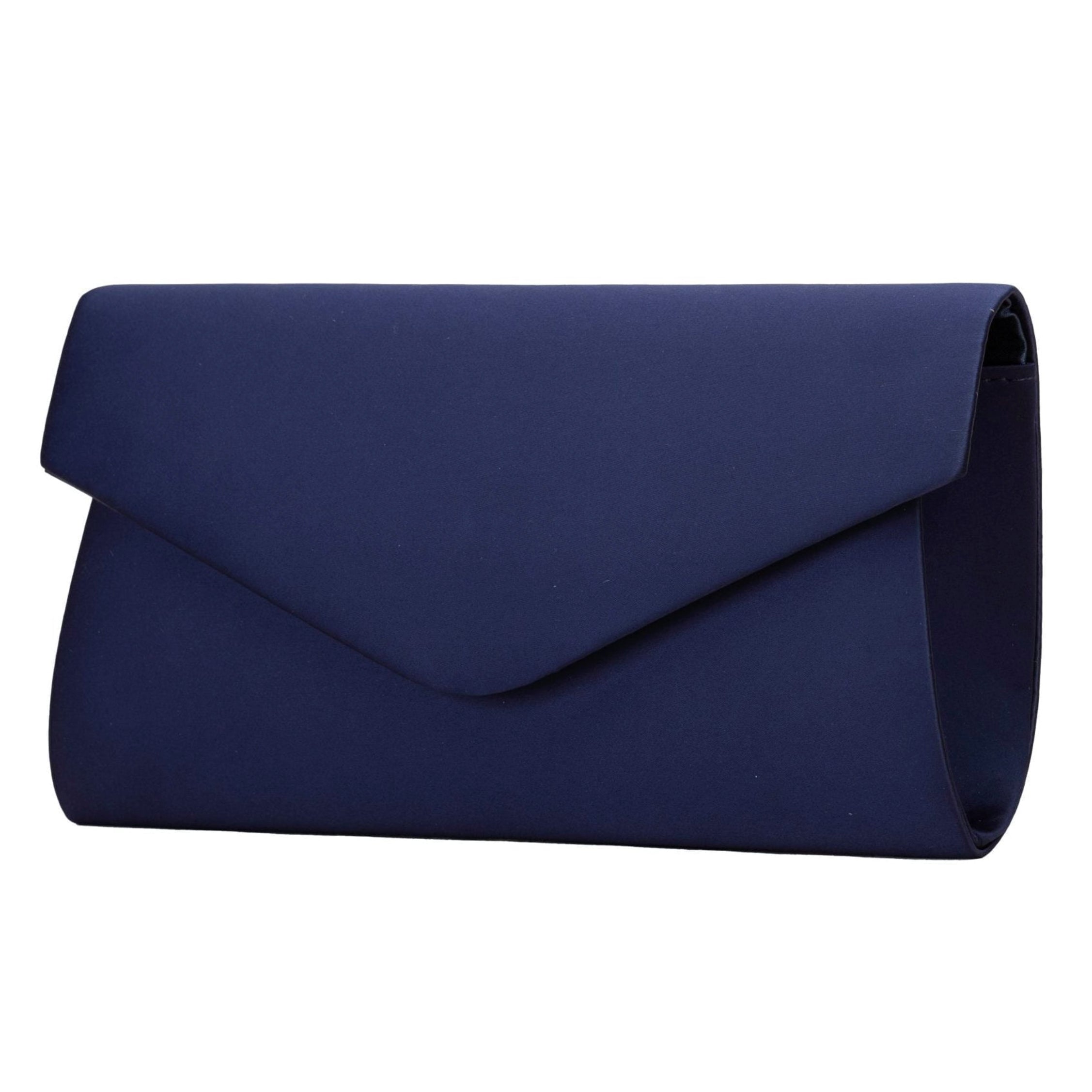 Simone midnight navy satin clutch bag