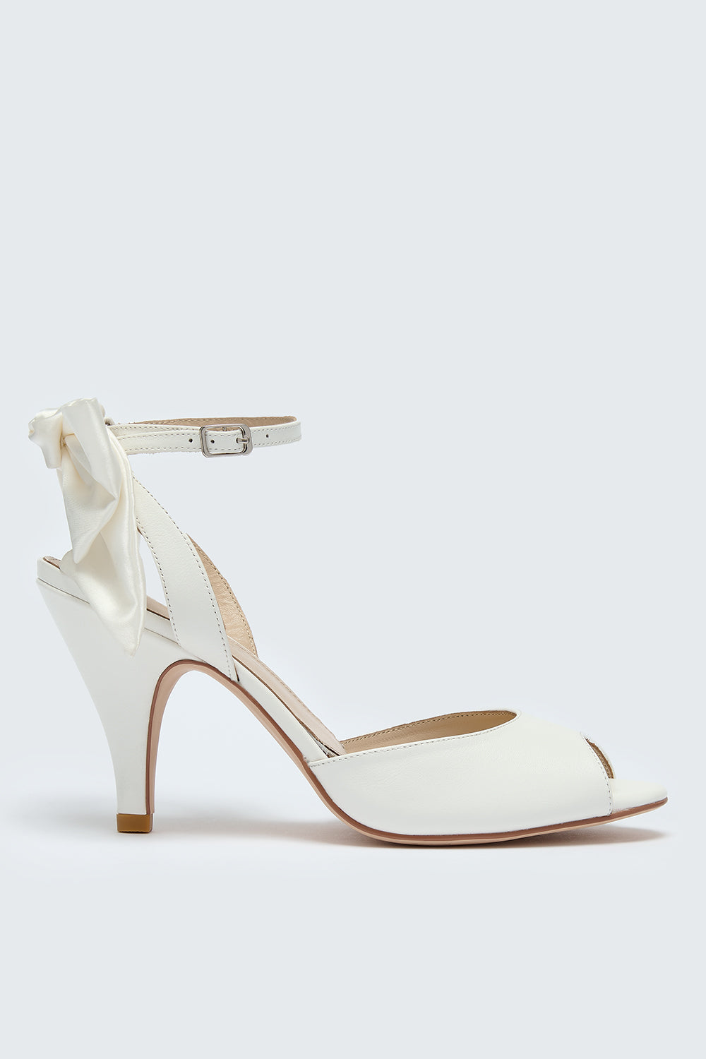Sophia ivory heels with satin bows