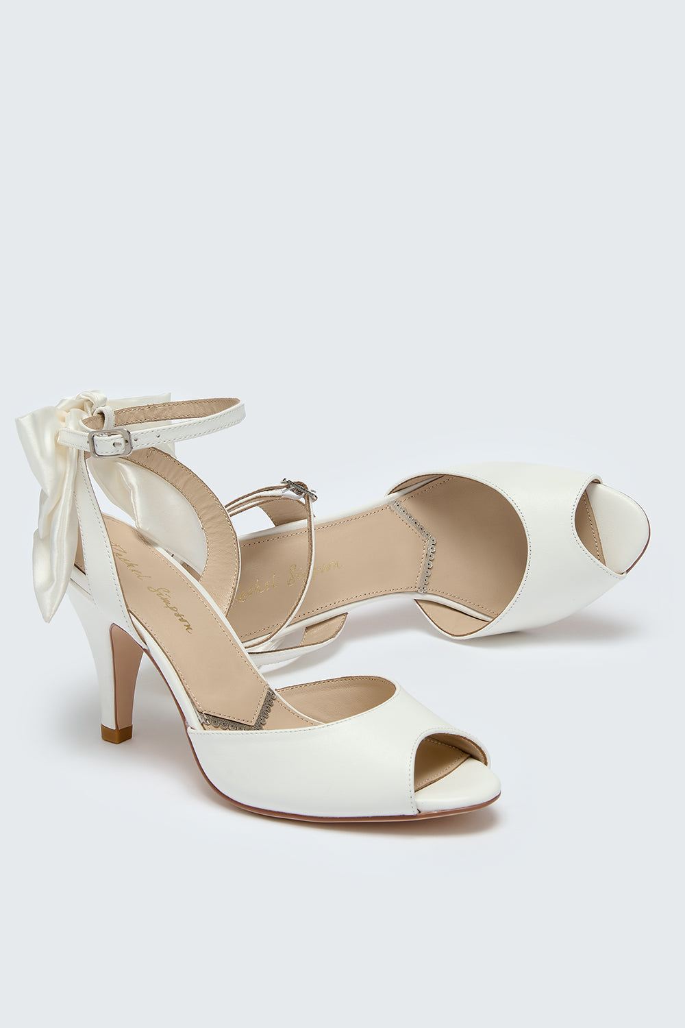 Sophia ivory heels with satin bows