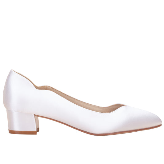 Sutton ivory satin low heel court