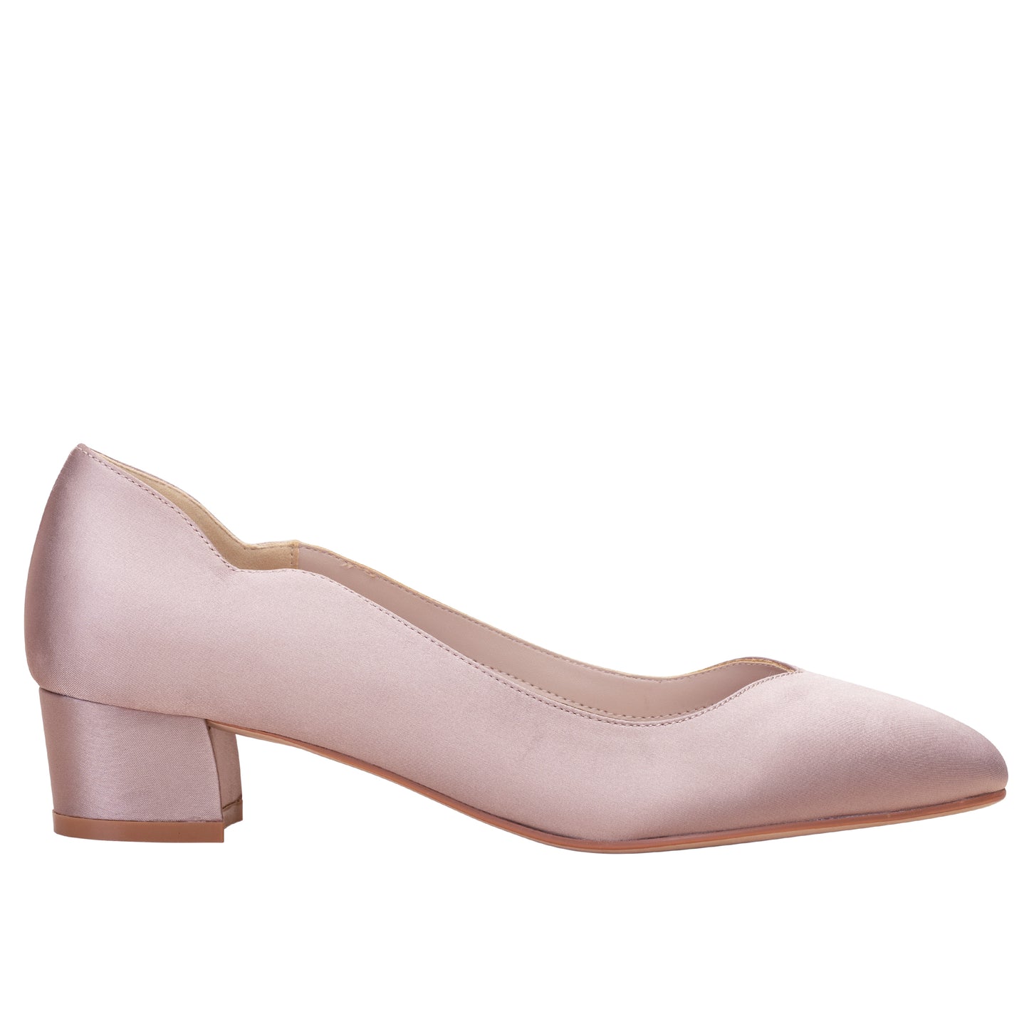 Sutton mocha satin low heel court