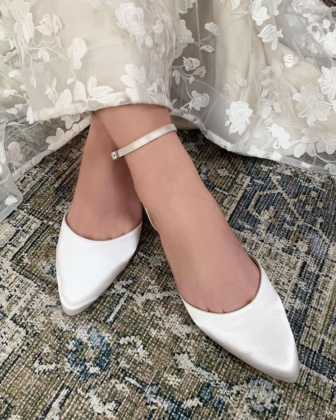 Tilly ivory satin flats