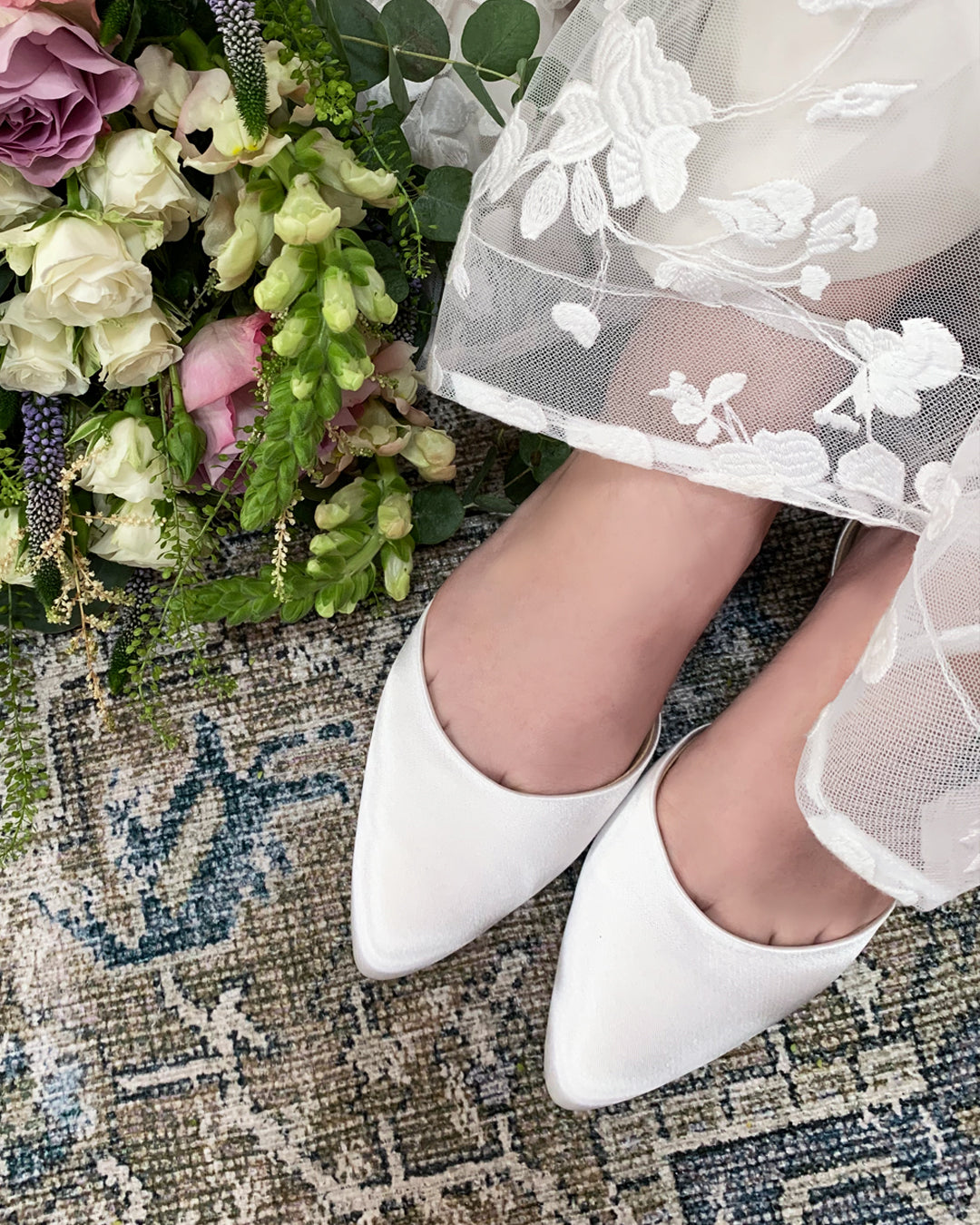 Tilly ivory satin flats