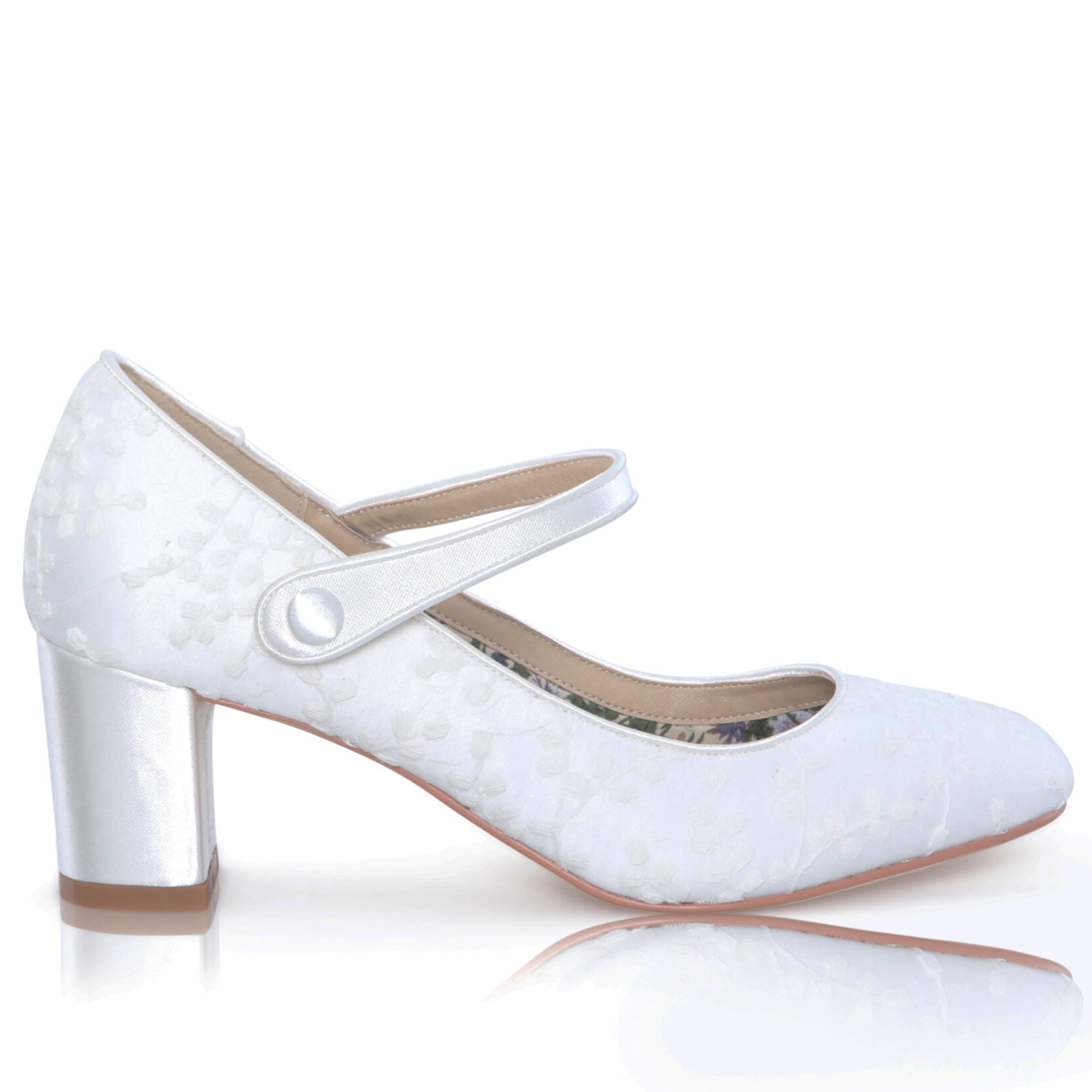 Toni ivory lace block heel mary-janes