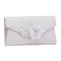 Verona ivory leather floral clutch bag